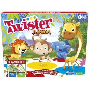 Hasbro Gaming Twister Junior, Classic Party Game Reimagined, for 3+ Year Old Girls and Boys, 2-4 Players, 2 in 1, 2-sided Mat